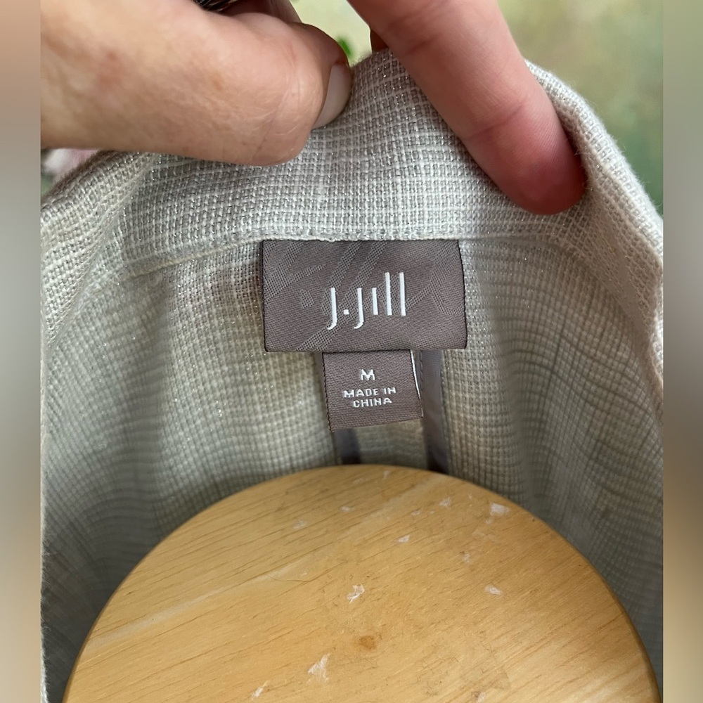 J. Jill Cream Blazer size medium Linen Blend - Picture 4 of 12